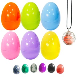 PARSUP 6PCS Easter Eggs with Crystal Gem Stones for Easter Theme Party Favors, Supplies for Easter Egg Hunt, Basket Stuffers/Fillers, Classroom Prize Supplies Toddler Boys Girls
