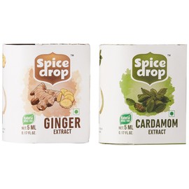 Spice Drop Spicy Tea Combo ( Natural Extract of Cardamom and Ginger ), 10ml, 180 drops, for Food, Beverages and Dessert