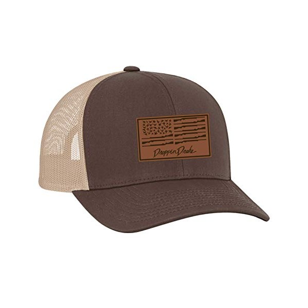 Droppin Drake Men's Duck Flag Laser Engraved Leather Patch Trucker