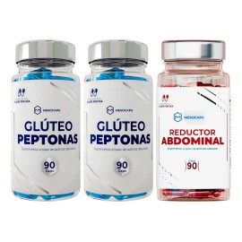 Kit 2 Frascos Glúteo Peptonas +1 Reductor Abdominal Cápsulas