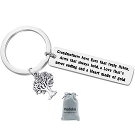 Grandma Gift Keyring from Granddaughter Grandson Grandchild Mother's Day Gift Grandmothers have Ears that truly listen Keychain Keyring Birthday Christmas Gifts for Grandmother Stainless Steel Keyring