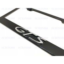 License Plate Frame 1pc 3D GTS Emblem Badge BLACK Stainless Metal License Plate Frame Holder
