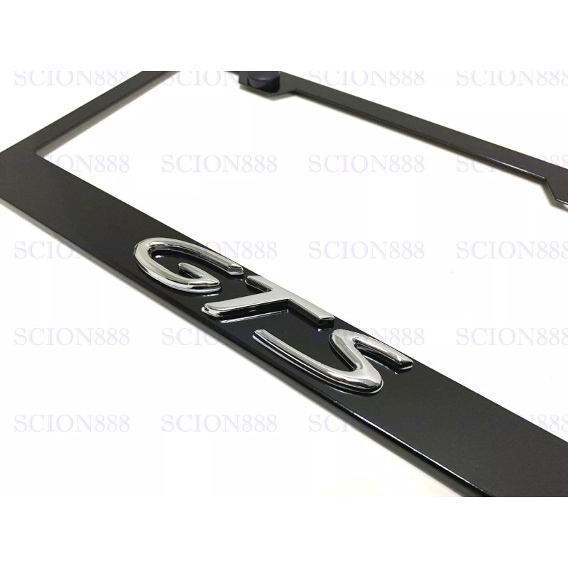 License Plate Frame 1pc 3D GTS Emblem Badge BLACK Stainless
