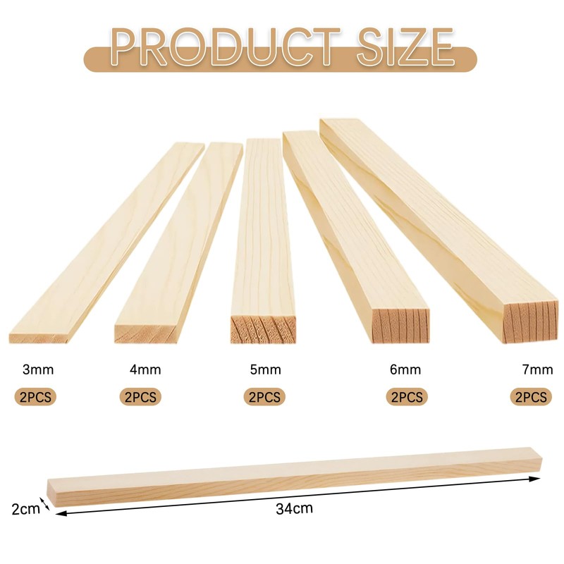 Belligern 10 Pack Pottery Rolling Pin Guides, 5 Sizes Wooden