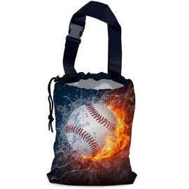 NHNXHWIA Baseball Ball Car Garbage Bag,Fire Ball Waterproof Small Car Trash Bag Hanging Back of Seat,Drawstring Hanging Car Trash Bag with Adjustable Buckle for Car Accessories