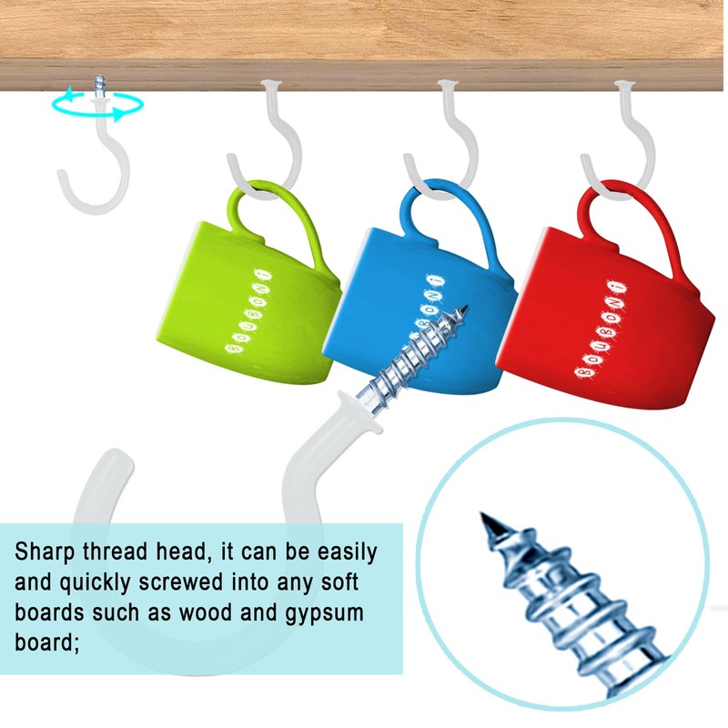 BOUBONI 18PCS Metal Ceiling Hooks 2 Inch Heavy-Duty Multipurpose Screw-in