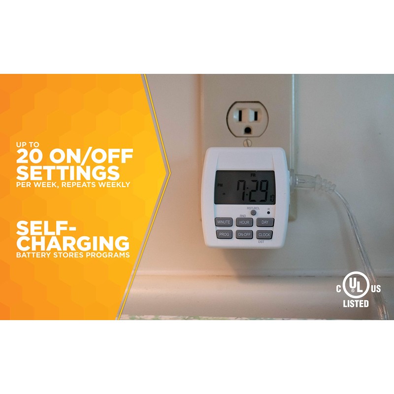 Woods 59889WD Indoor 7-Day Plug-In Digital Timer; White