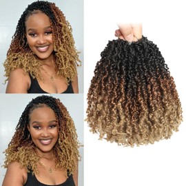 10 Packs Yanky Twist Crochet Hair 12 Inch Pre-twisted Natural Black Kinky Mini Spring Twist Small Curly Senegalese Twist Braids Yankee Twist (OT30/27(3 Tones Ombre Brown), 12 Inch (Pack of 10))