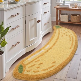 LUMI Cute Bathroom Rugs, Funny Fruit Runner Rug, Soft Plush Fluffy Bath Mat, Absorbent, Non-Slip for Bathroom, Kitchen Sink, Bedroom, Kid's Bedroom, and Living Room, 24"x51", Banana
