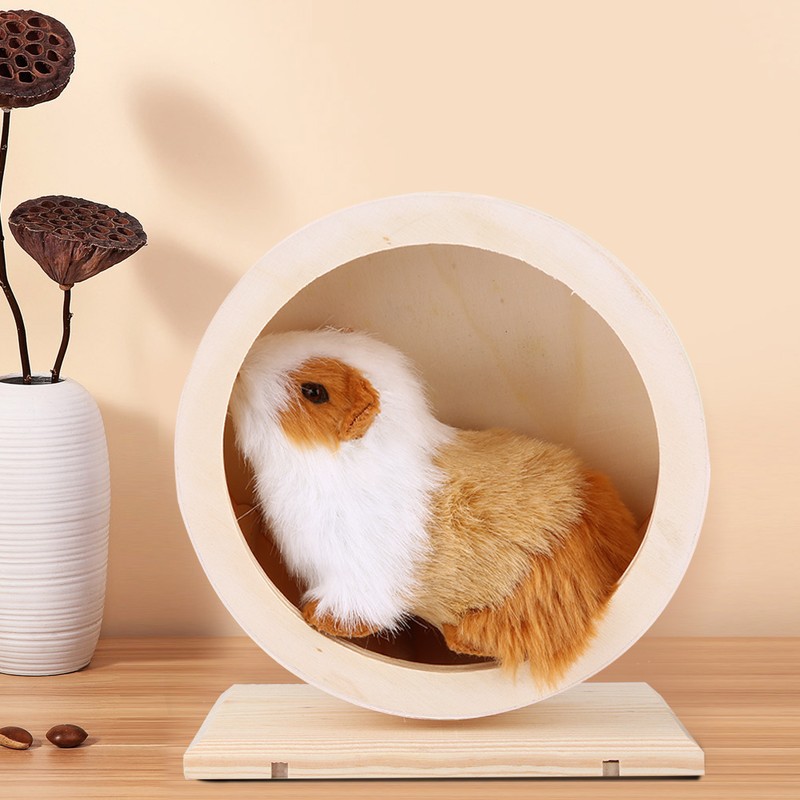 Wooden Bracket Silent Pet Exercise Running Wheel Toy for Hamster