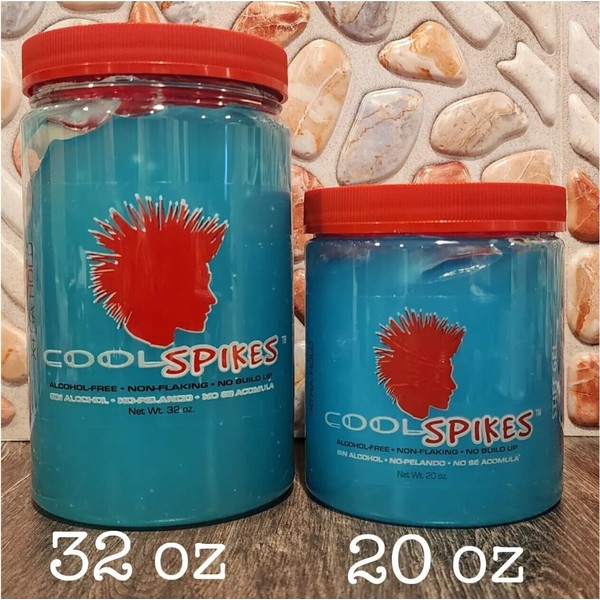 2 PK COOL SPIKES HAIR STYLING GEL XTRA HOLD ALCOHOL FREE NON FLAKING 32 & 20 OZ