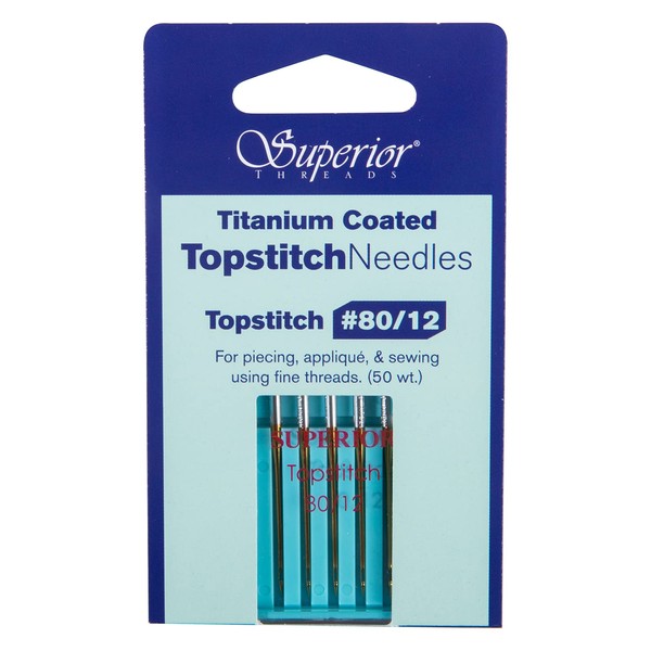 Superior Threads - Titanium-Coated Topstitch Needles #80/12-5 Count Quilting Embroidery Sewing