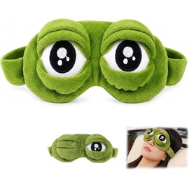 3D Frog Sleep Mask, Funny Plush Frog Sleeping Eye Mask, Cute Blackout Eye Cover with Adjustable Comfort Elastic Straps for Adults, Ideal for Home, Office & Travel (1pcs) Procesamiento excelente