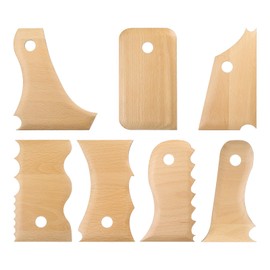 HARFINGTON 7pcs Pottery Ribs Trimming Tools Pottery Profile Rib Wooden Foot Shaper Rib Foot Forming Tool Texture Rib Beech Wood for Carving Ceramics Clay