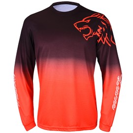 Men's Mountain Bike Shirts Long Sleeve MTB Off-Road Motocross Jersey Quick Dry&Moisture-Wicking 3X-Large