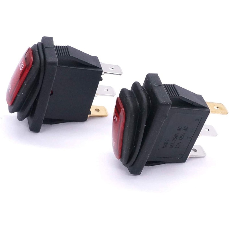 Taiss 2Pcs Waterproof Rocker Toggle Switch 12V Red Lighted Car