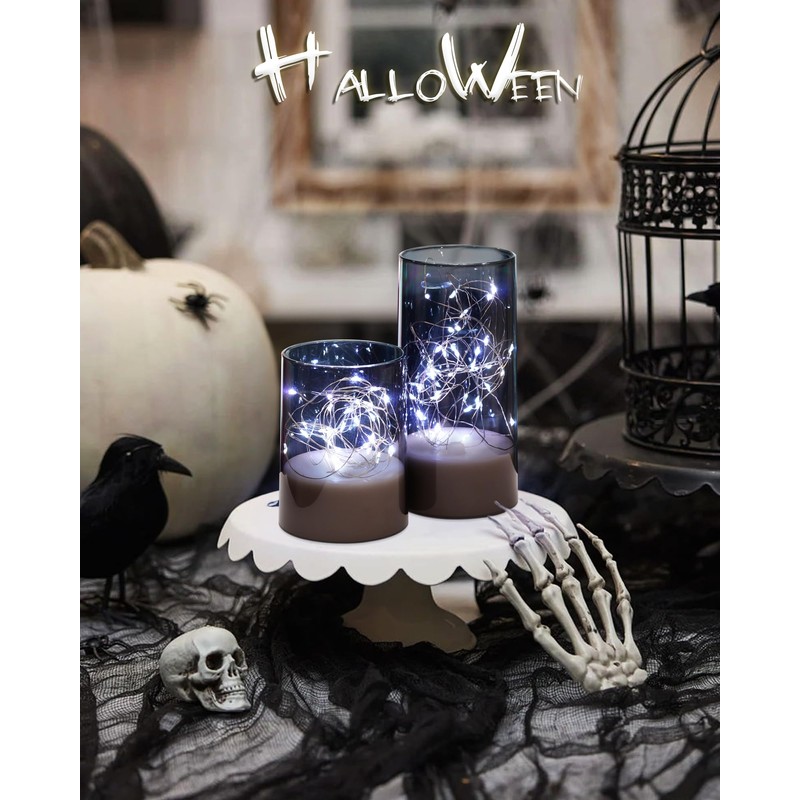 Homemory Flickering Flameless Candles with Remote, Embedded String Lights in