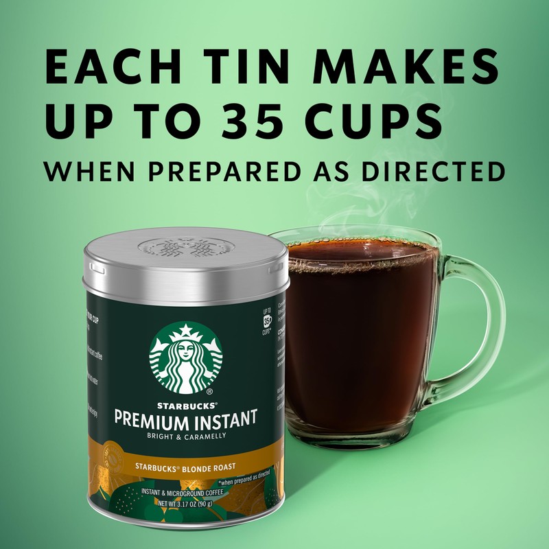 Starbucks Premium Instant Coffee, Blonde Roast, 100% Arabica Beans, 3