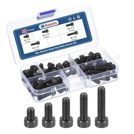 Kozelo 50pcs M6 Socket Head Cap Screws Bolts Nuts Assortment Kit - [M6x8/12/16/20/25mm] Alloy Steel Fully Threaded Black Oxide 12.9 Internal Hex Screw for 3D Printer Use