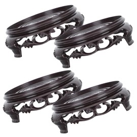 Didiseaon 4pcs Stands Stand Lamp Shape Base Crafts Stool Home Pedestal Wooden Storage Chinese Jade Bowl