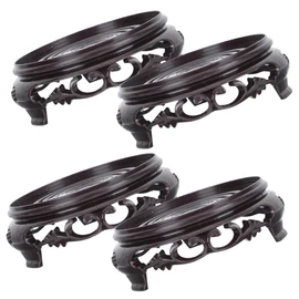 Didiseaon 4pcs Stands Stand Lamp Shape Base Crafts Stool Home Pedestal Wooden Storage Chinese Jade Bowl