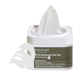 Mary&May CICA Houttuynia Tea Tree Calming Mask - Daily Pull Out Sheet Mask for Instant Soothing & Moisturizing - Korean Skincare, Hypoallergenic and C