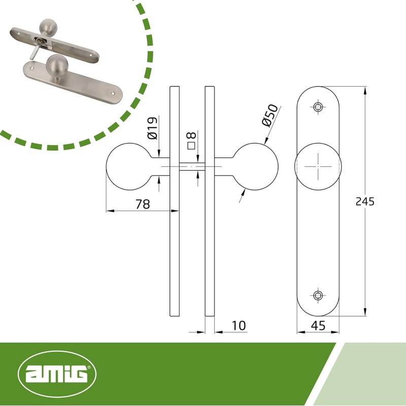 Amig - Round Knob Set for Interior Doors Model 11GP