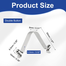 sourcing map 20pcs Double Button Kayak Paddle Snap Spring Clip 6.5x10x50mm 65Mn Spring Steel V-Shaped Hollow Lift Telescopic Locking Tube Pole Clips for Tent Umbrella Camping