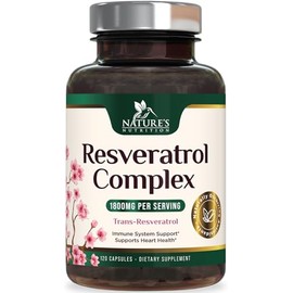Nature's Nutrition - Resveratrol 1800mg - Suplemento Antioxidante, 120 Cápsulas