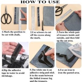 GTAAOY Iron-on Instant Hem Tape, 25mm x 5m (1 inch x 5.5yd) Trousers Edge Modified Strips, Permanent No Sew Hemming Tape, Washable Hem Adhesive Tape for Improve Jeans Suit Pant Trouser Mouth