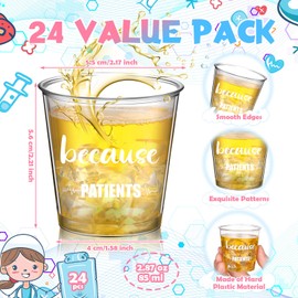 Nuogo 24 Pack Nurses Week Gifts Bulk 2025 Include 2.87oz Disposable Shot Glasses, Keychain and Organza Bag Appreciation Gifts for Graduation Practitioner Student Assistant(Because Patience)