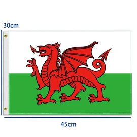 12×18 inch Welsh Flag, 30×45 CM Small 100D Welsh Nautical Outdoor Banner,Tiny Doube Side Printing Decor For Patio Garden With Brass Gromment