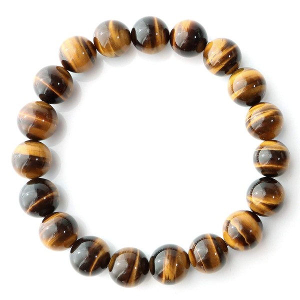 Gold Stone Tiger Eye Bracelet, 0.4 inches (10 mm), Top Quality, Natural Stone