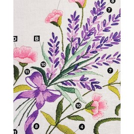 KAMACA Embroidery Flat Stitch Set Cartoon Cotton Complete Embroidery Set with Embroidery Template, Embroidery Kit for Self-Embroidery, Adults (Lavender Dream MD 80X80CM)