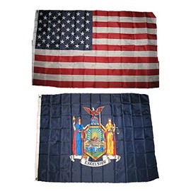 AES 3x5 3'x5' Wholesale Lot Combo: USA American w/State of New York Flag