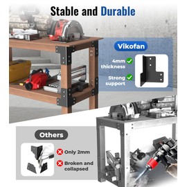 vikofan 8pcs Workbench Brackets Kit with Screws 4x4 4mmThickness Heavy Duty Corner Brackets Perfect for DIY Workbench Projects