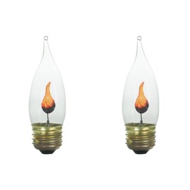 Dkaikai 2-Pack Realistic Flame Effect Light Bulb (Flame Shaped) - E26 Standard Base Incandescent Flickering Bulbs for Window Candles, Chandeliers and Craft Decor, etc.
