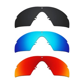 Alphax 3 Pair Polarized Replacement Lenses for Oakley Si M Frame 2.0 - Black+Blue+Red