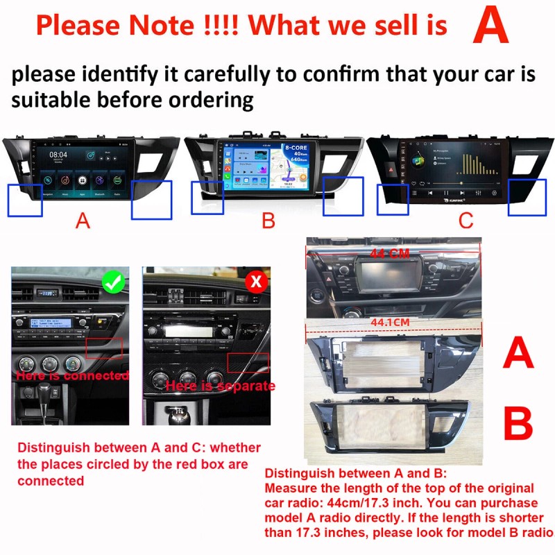 Unbranded Apple Carplay For Toyota Corolla 2014-2016 Android12 Car Stereo