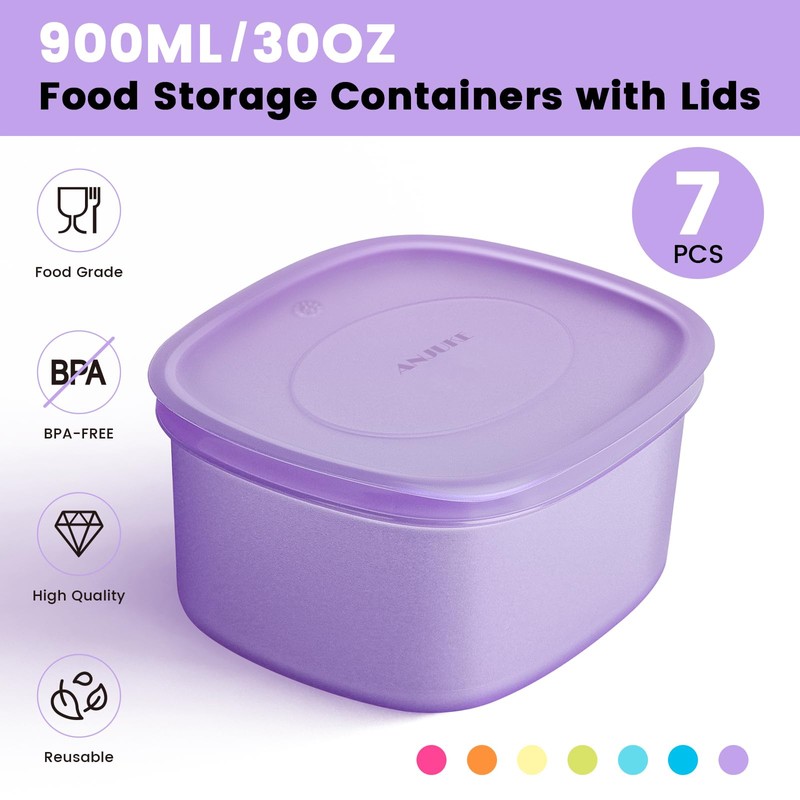 ANJUKE 7-Pack Meal Prep Containers (500ml / 17oz) — Reusable