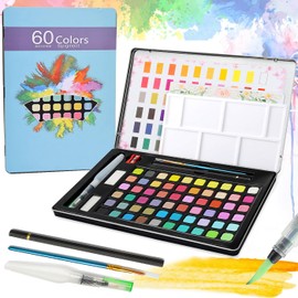Acuarelas Profesionales, 60 Colores Pinceles para Acuarela