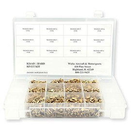 Solid Aluminum Rivet Kit, 3,900, Countersink Hard Rivets in 12 Sizes, Includes 3/32" 1/8" 5/32" by Wicks Aircraft Supply