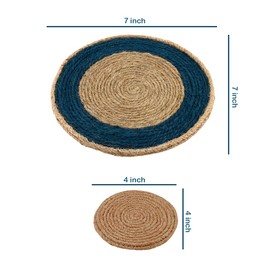 Jute Brown Coaster C06, Handmade Coaster Set, Round Design Coasters C06