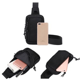 Small Sling Crossbody Backpack for Men Women, Travel Hiking Chest Bag Daypack Sling Bag Crossbody Sling Backpack Water Resistant Shoulder Bag Rucksack Wallet for Outdoor Travel Workout Running, Black