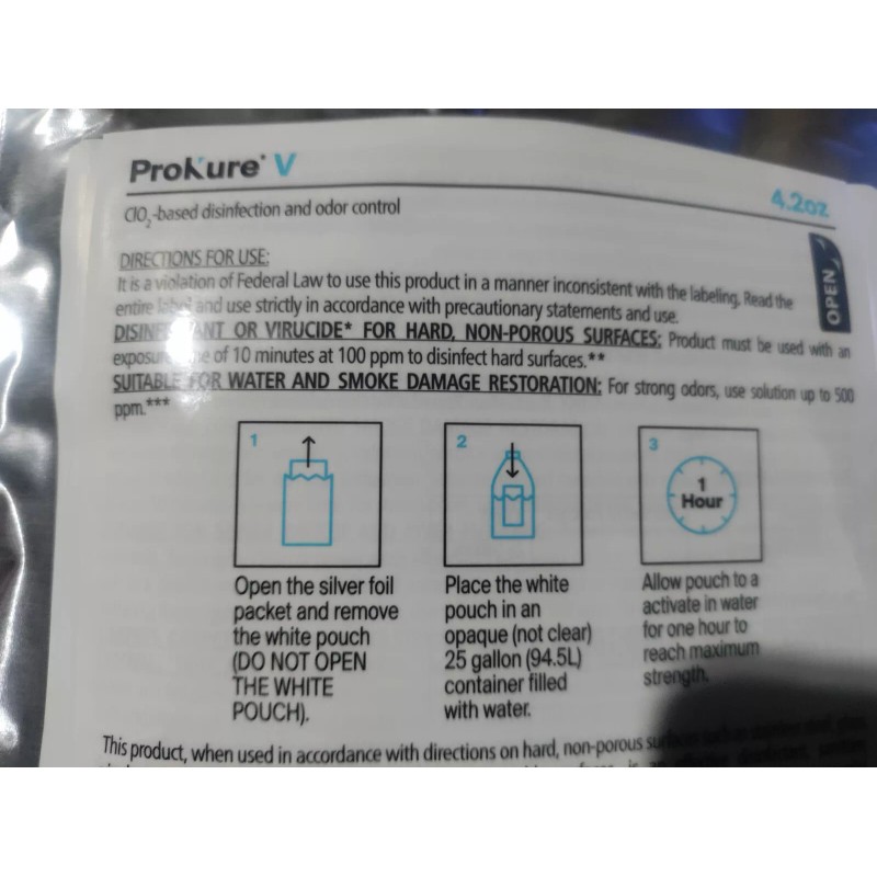 4.2oz packets ProKure V Mold and Mildew eliminator / Disinfectant