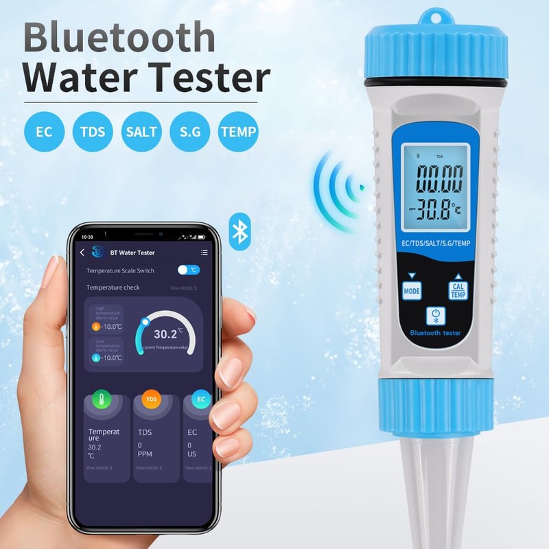 B-Qtech Digital Water Quality Tester 5 in 1 TDS/EC/Salt/S.G/Temp Temp,Water