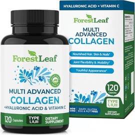 FORESTLEAF colágeno multi avanzado tipo I II III con ácido hialurónico y vitamina C - 120 cápsulas