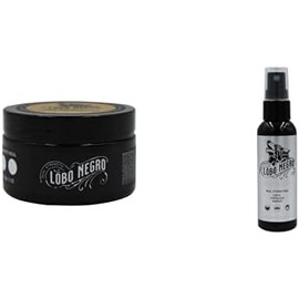 LOBO NEGRO. Cera Modeladora 85g + LOBO NEGRO. Tratamiento Crecimiento 60ml cuidado barba cabello