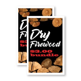 Dry Firewood $3.00 a Bundle (2-Pack) 24 Inch x 36 Inch Vinyl Decals | Sign Insert Peel & Stick Decals Stickers Window Signs | Affordable Pricing, Seasonal Necessities, Durable Display | Made in USA