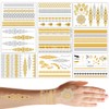 80+ Patterns Gold Festival Tattoos, Metallic Tattoo, Waterproof, Temporary Tattoos